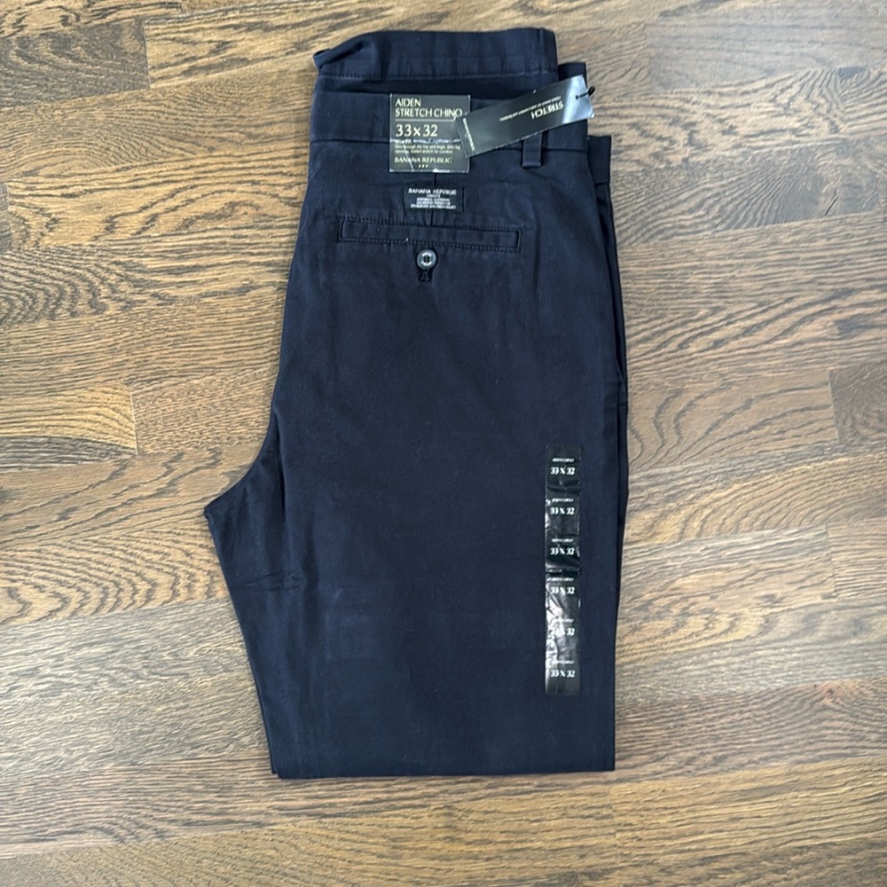 Banana Republic Aiden Stretch Chinos Flat-Front Cotton Blend slim fit - Picture 2 of 5